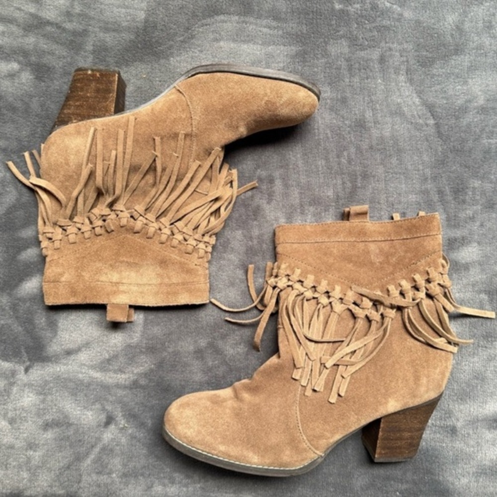Sbicca Vintage Collection Suede Fringe Bootie Size 10